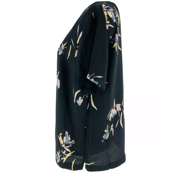 A New Day Black & Multi Floral Printed Short Sleeve Pop Over Top - Picture 5 of 6
